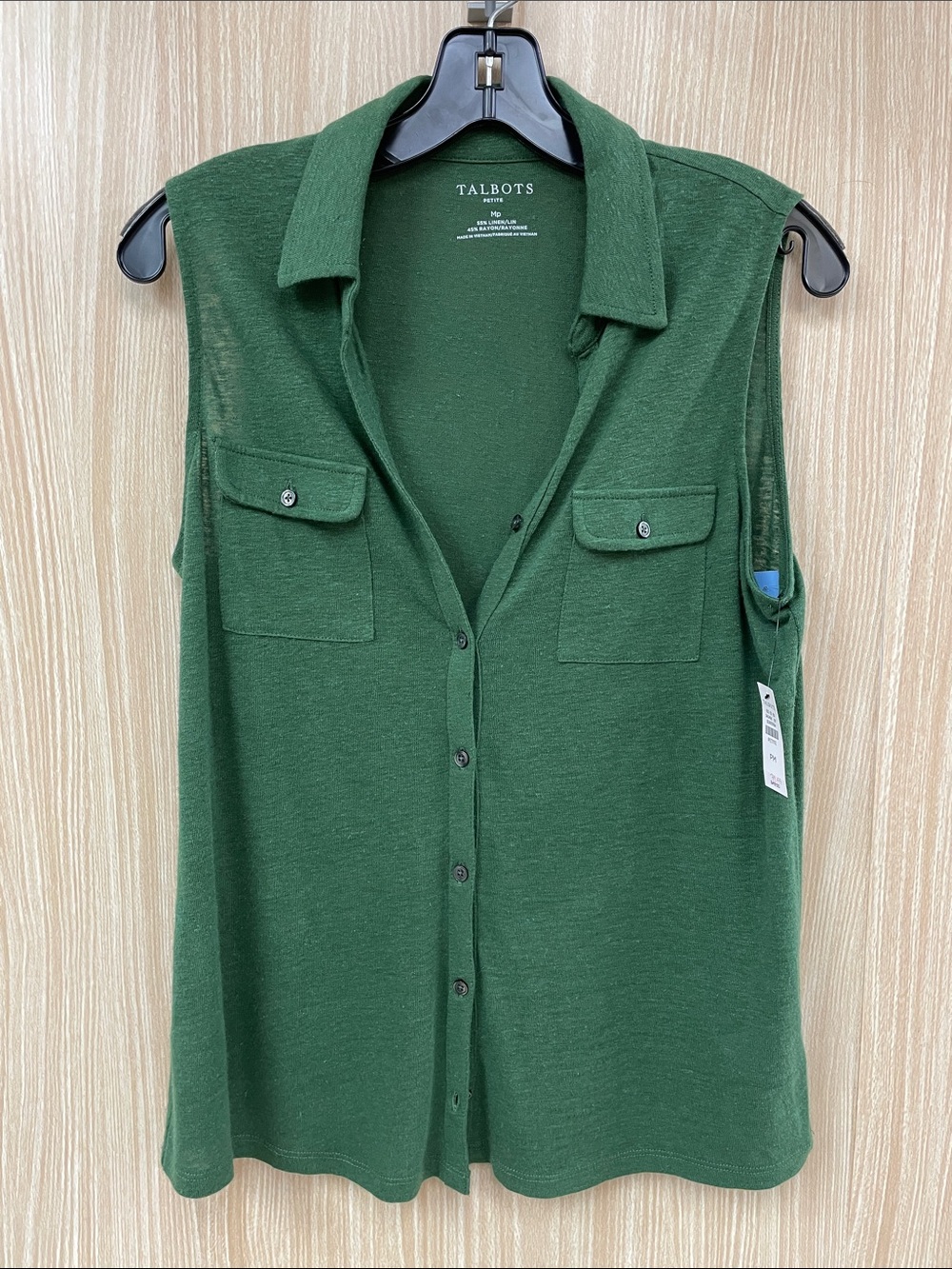 NWT Talbots Green Blouse Size Medium Petite